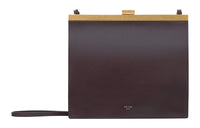 CELINE Clasp Natural Calfskin Shoulder Bag, Crossbody Bag Mini Women's Velour Purple