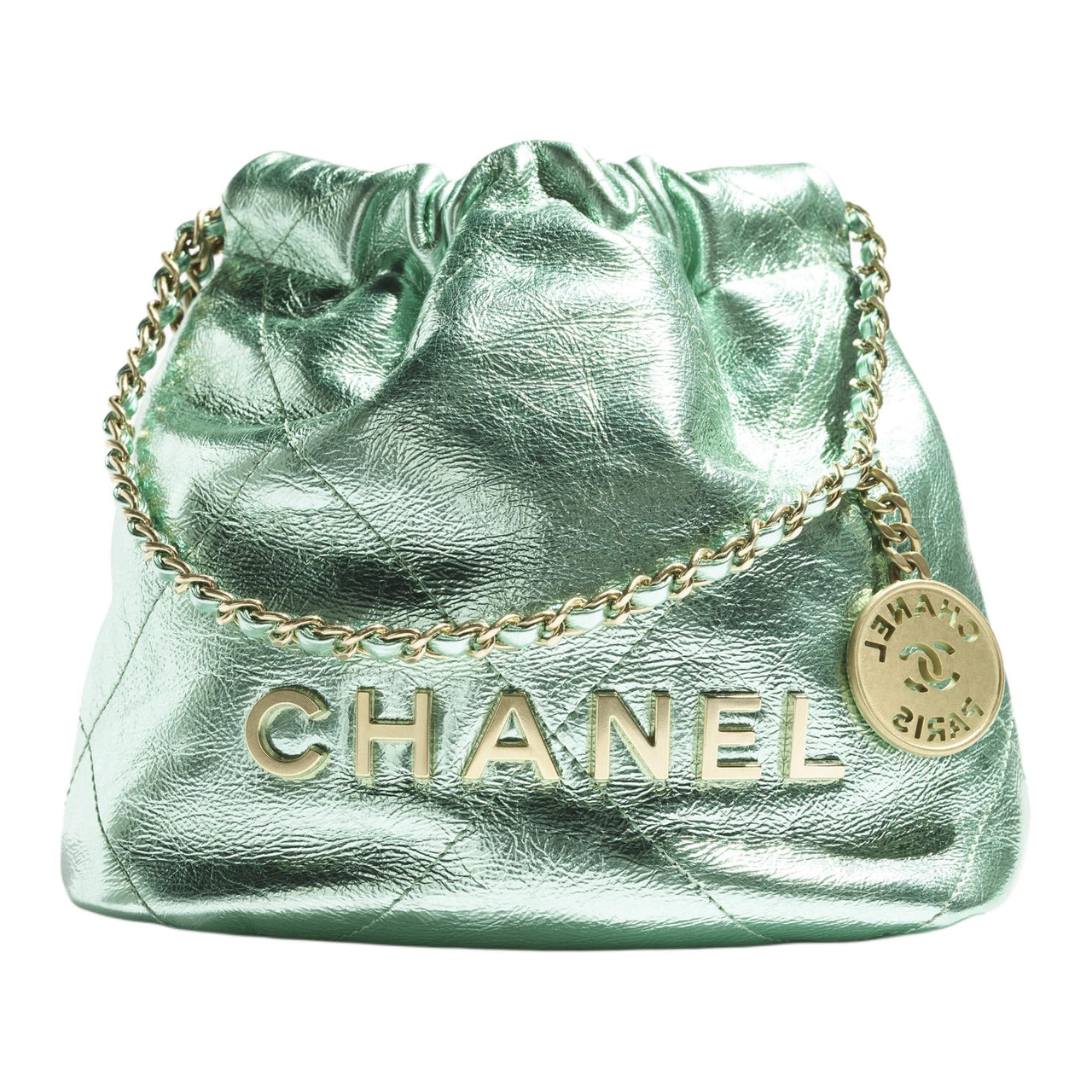CHANEL Calfskin Shoulder Bag Crossbody Bag Handbag Mini Women's Green