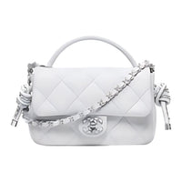 CHANEL Leather One Shoulder Handbags Mini Women's Light Gray