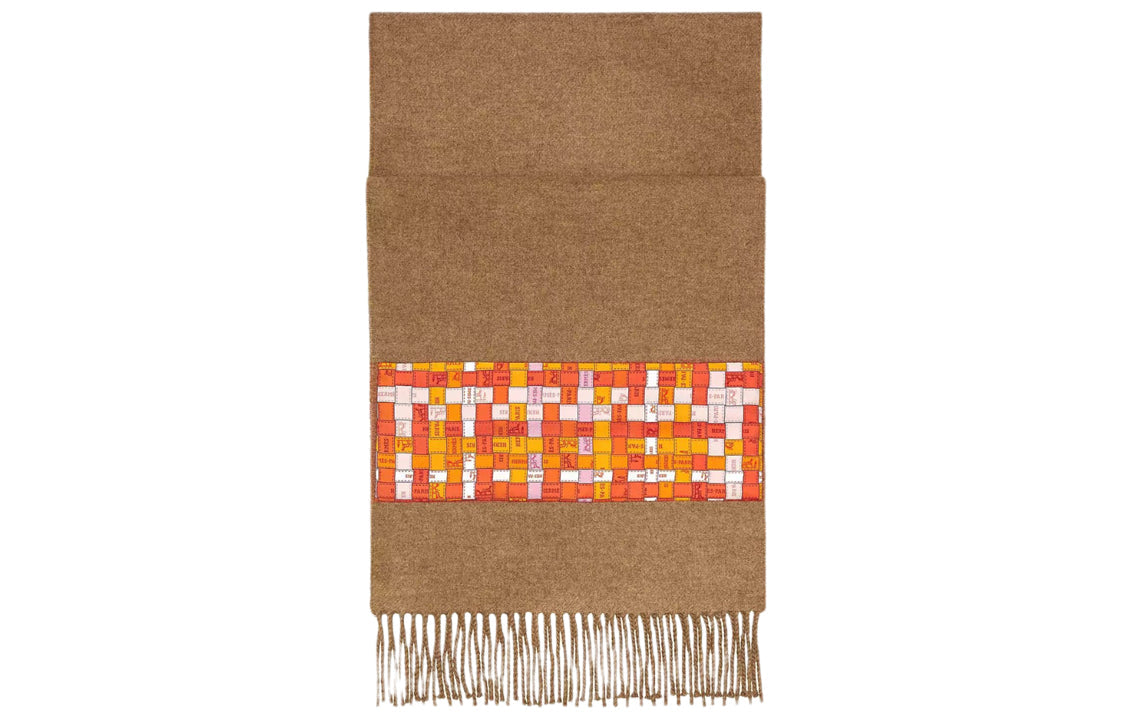 HERMES Knit Scarves Women's Khaki Brown