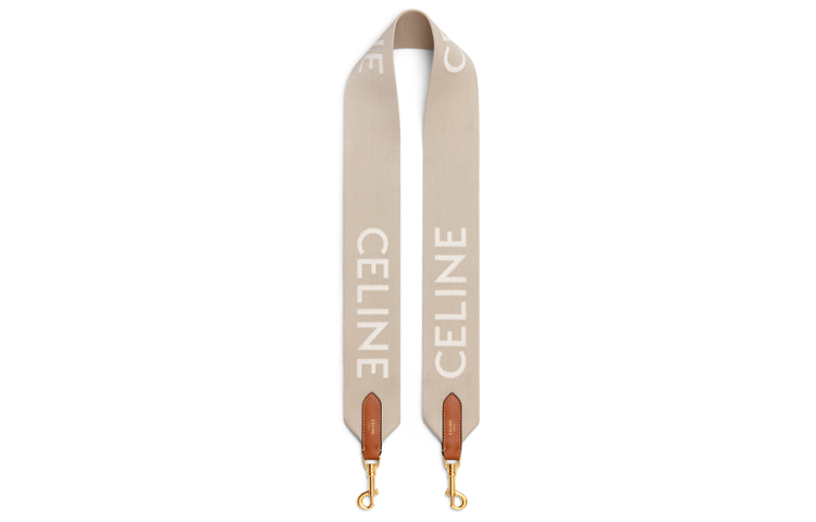 CELINE Wool Long Strap Bag Strap Women's Beige/White