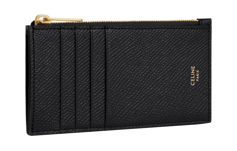 CELINE Grained Calfskin Card Holder Women's Black