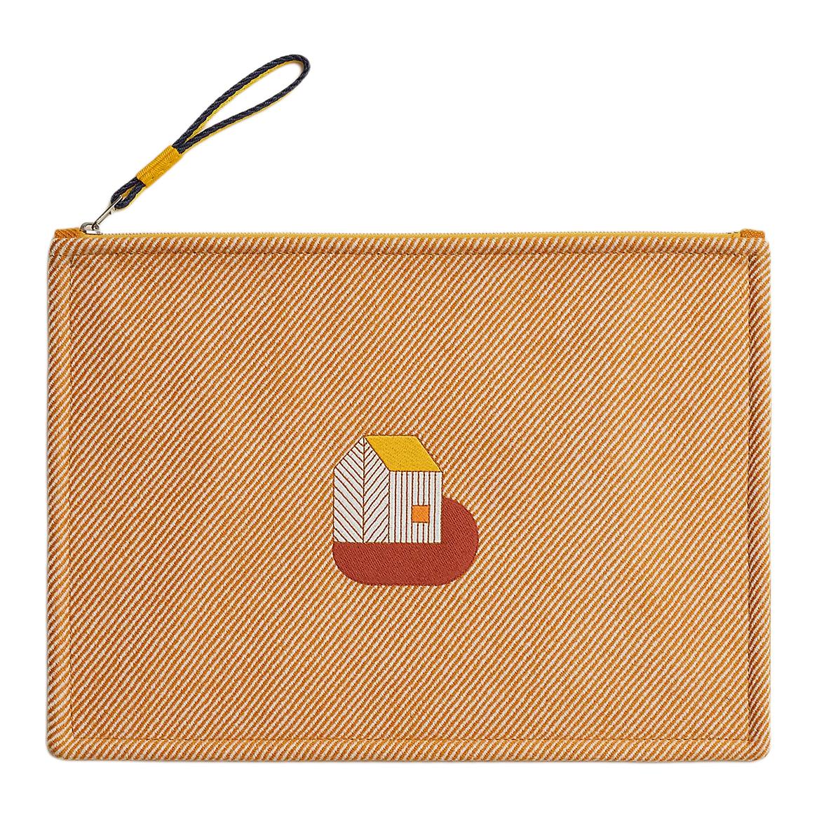 HERMES Wool Storage Bags Clutches Kids' Orange
