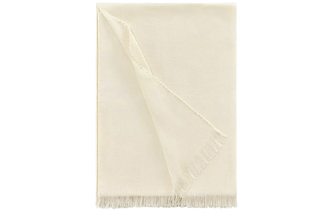 HERMES Knit Scarves Women's Ivory White