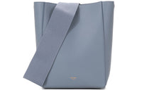 CELINE Sangle Grained Calfskin Handbag, Bucket Bag, Crossbody Bag, Shoulder Bag Small Size Women's Arctic Blue