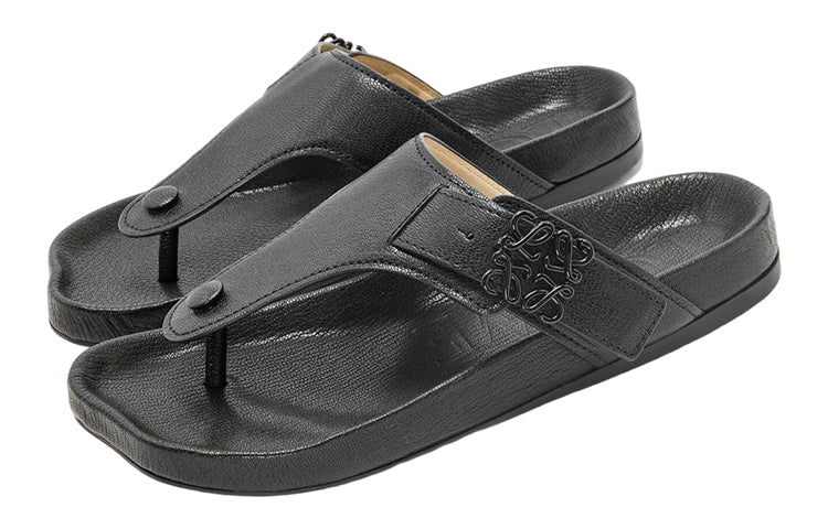 LOEWE Logo-plaque Leather Flip Flops