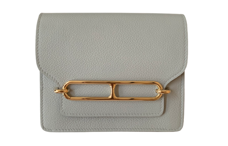 HERMES Calfskin Pig Nose Coin Purse Card Holder Fanny Pack Women's 8U Bleu Glacier Glacier Blue