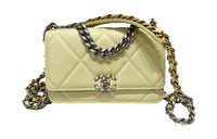 CHANEL 19BagWOC Sheepskin Shoulder Bag Crossbody Bag Wallets Women's Light Yellow