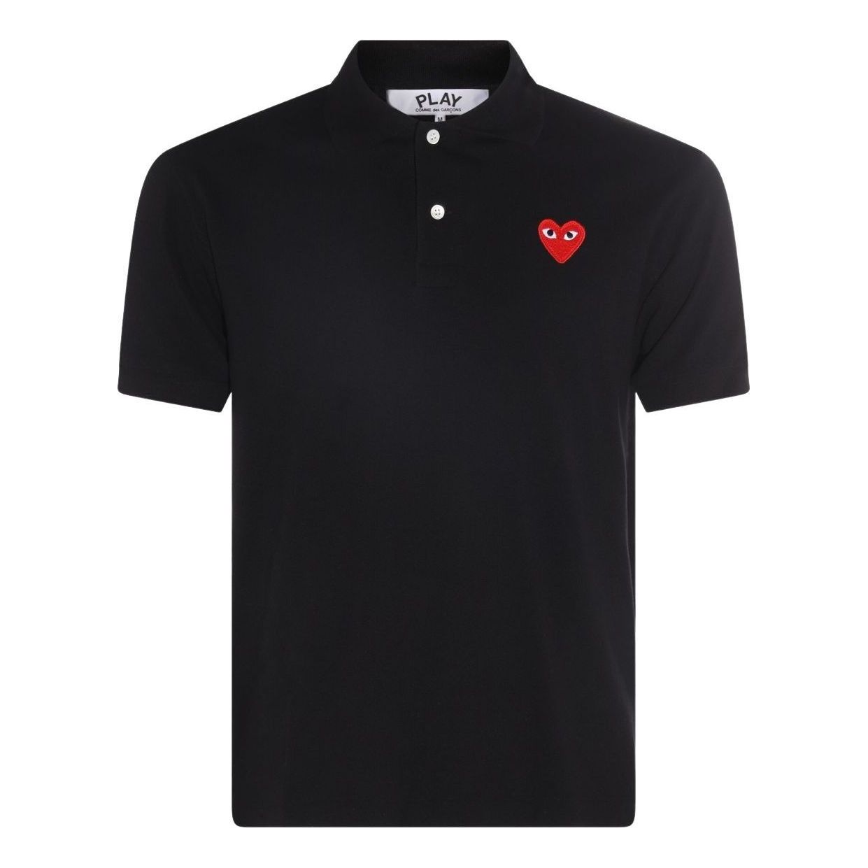 COMME des GARCONS PLAY SS25 Heart-Patch Polo Shirt 'Black' AX-T006-051-1