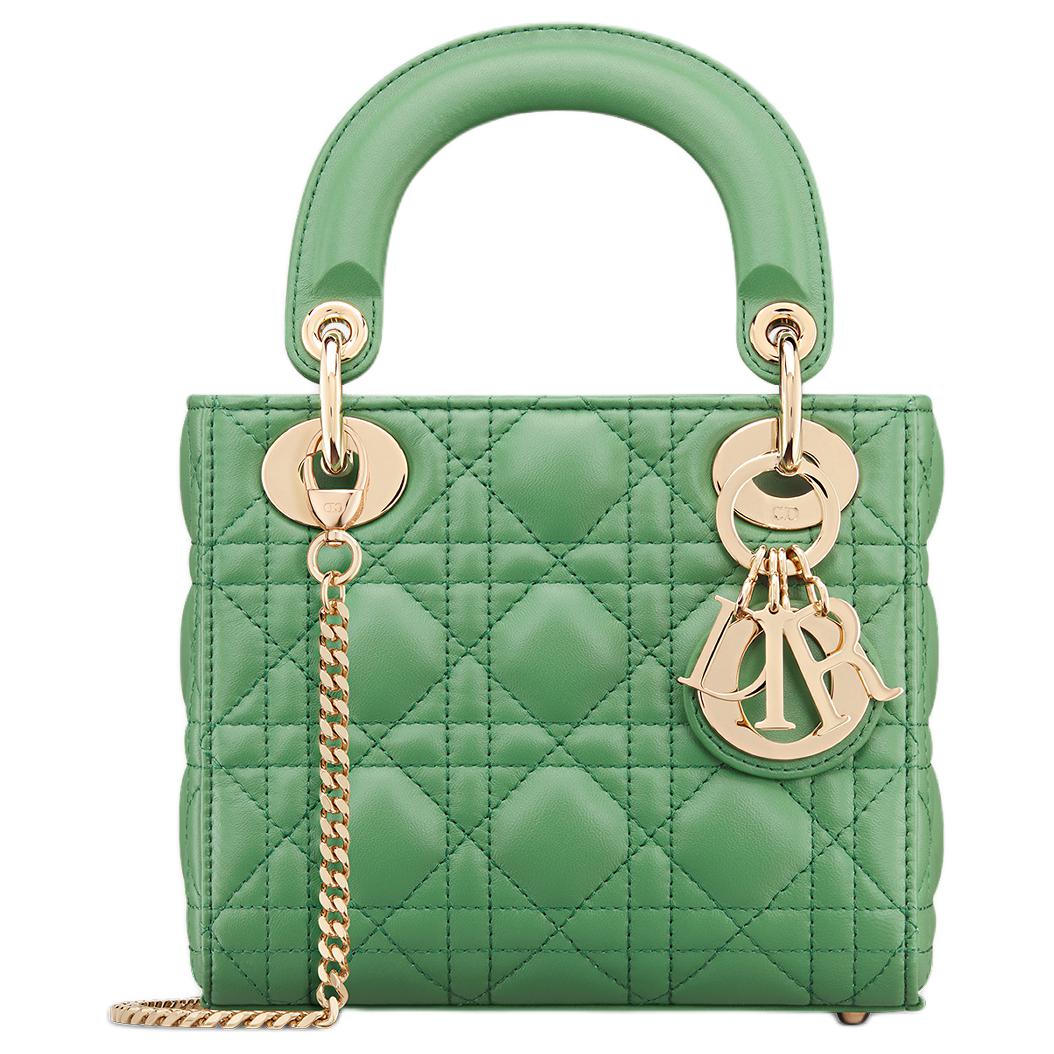DIOR Lady Dior Wicker Pattern Sheepskin Dior Bag Shoulder Bag Crossbody Bag Handbag Mini Women's Jade Green
