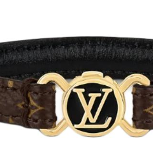 LOUIS VUITTON Enamel Metal Canvas Bracelets Women's Brown