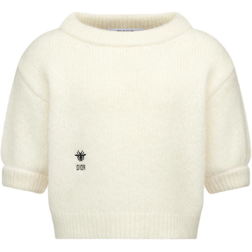 DIOR Solid Color Crew Neck Short Sleeved Shirt White Kids'