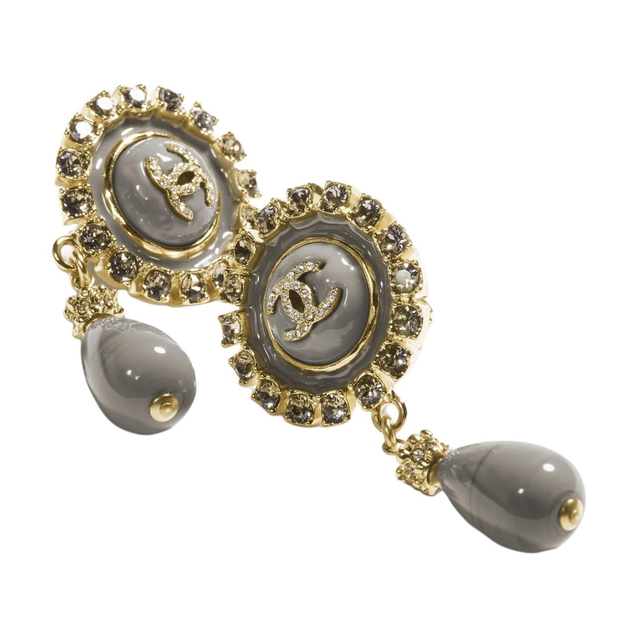 CHANEL Metal Earrings Women's Gray