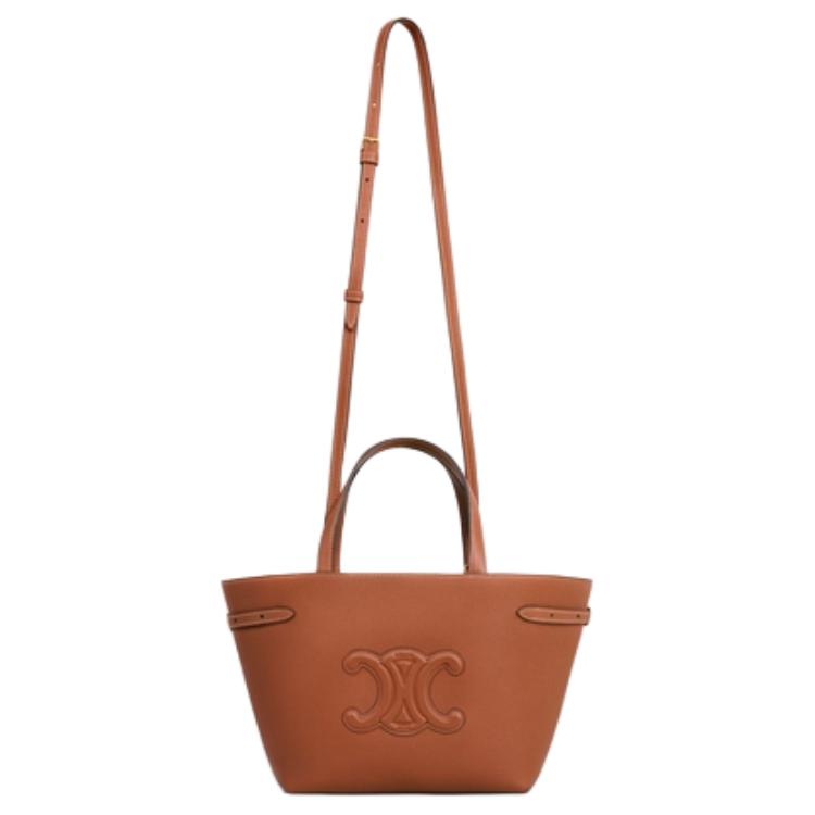 CELINE Cabas Calfskin Tote Bag, Shopping Bag, Shoulder Bag, Handbag Mini Women's Brown