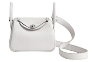 HERMES Lindy Clemence Bullock Leather Handbag, Shoulder Bag, Crossbody Bag Mini Unisex 19 0U New White