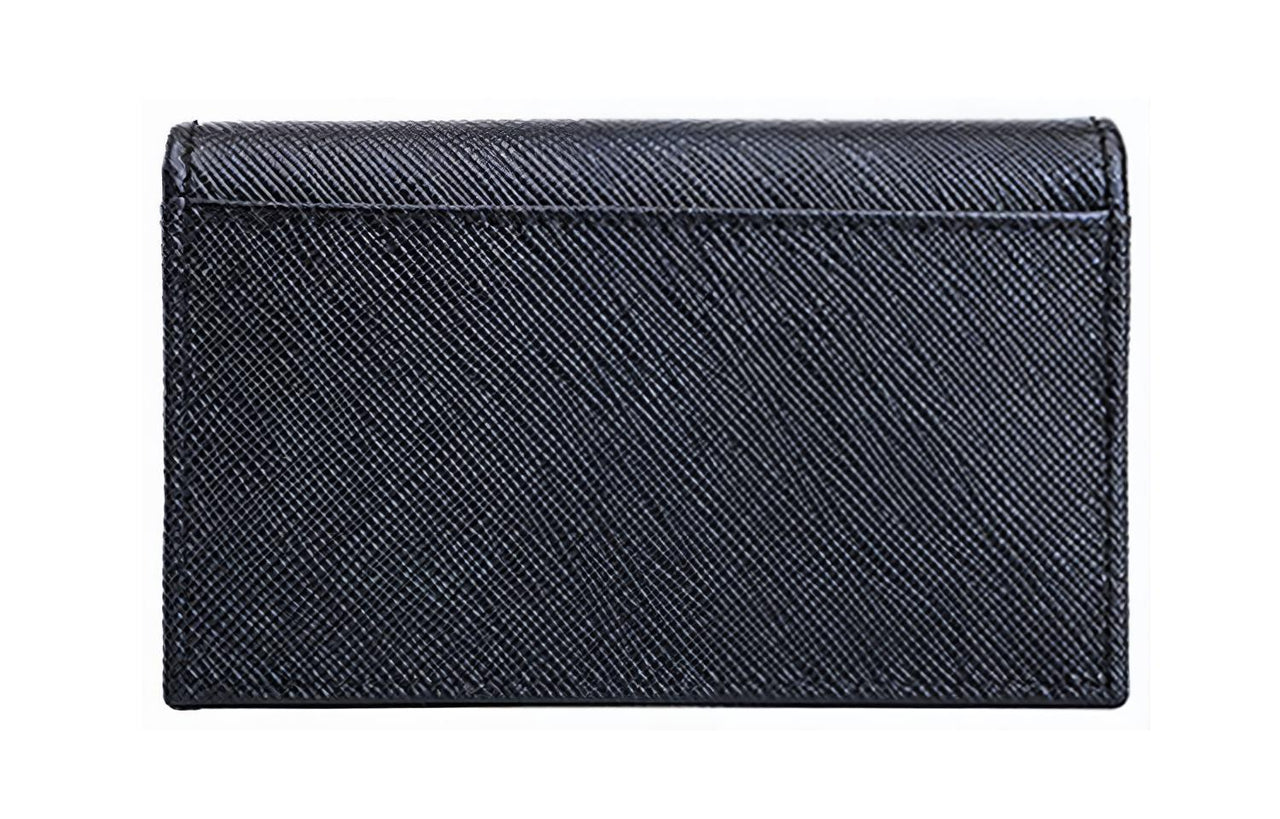 PRADA Cow Leather Wallet Card Holder Men's Black