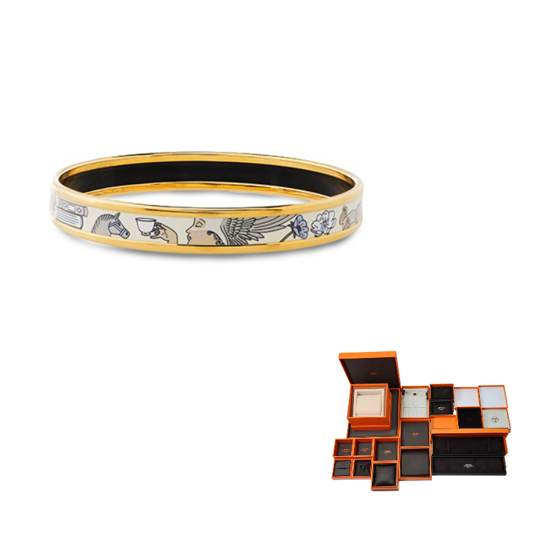 HERMES Enamel Bangles Women's Gold