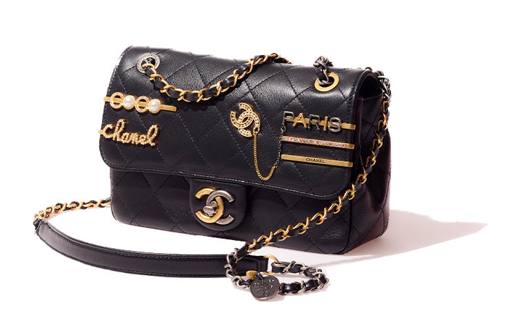 CHANEL 22c Early Spring Sheepskin Shoulder Bag Women's Black