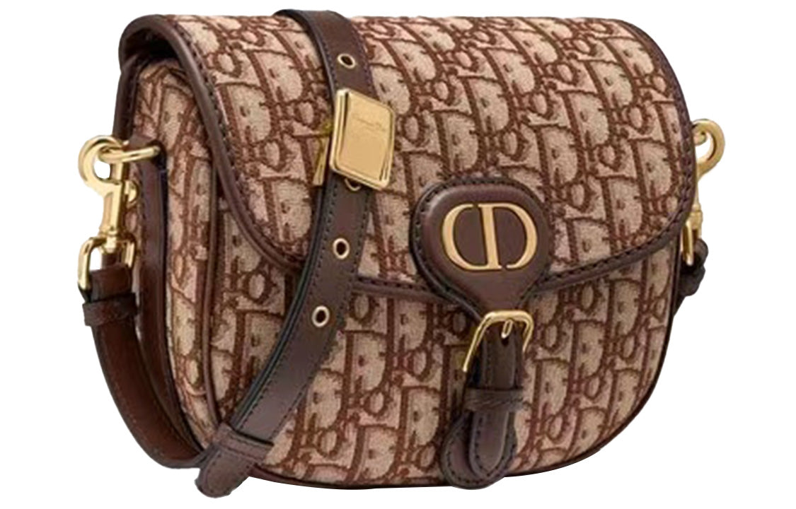 DIOR Bobby Cow Leather Handbag Shoulder Bag Crossbody Bag Medium Size Women's Brown