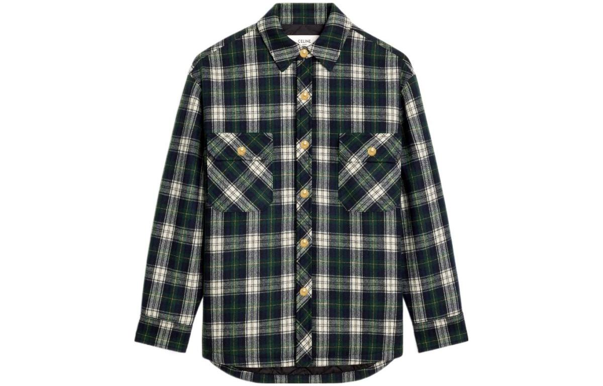CELINE Overshirt In Tartan Cashmere