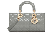 DIOR Lady D-JOY Patent Leather Cowhide Dior Bag Shoulder Bag Crossbody Bag Handbag Medium Size Women's Gray