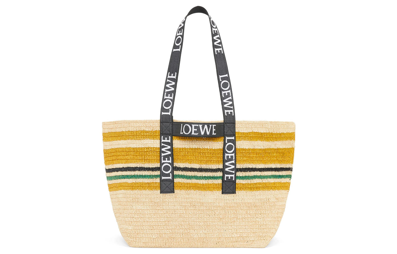 LOEWE Raffia Fiber One Shoulder Handbags Women's Multicolor/Black