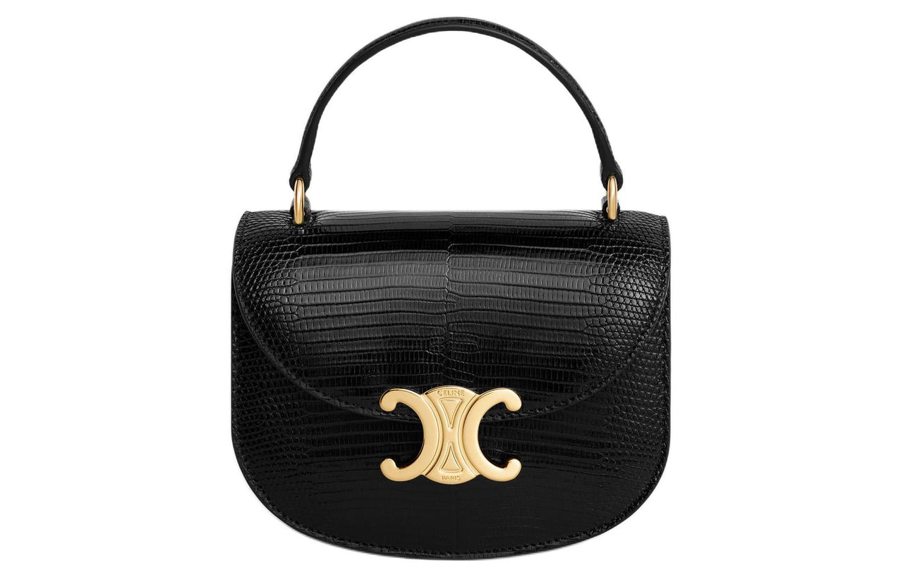 CELINE Besace Lizard Leather Shoulder Bag Crossbody Bag Handbag Mini Women's Black