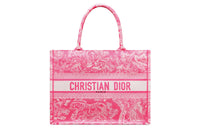 DIOR BookTote Embroidery Large Capacity Shoulder Bag Crossbody Bag Handbag Regular Women's Neon Pink