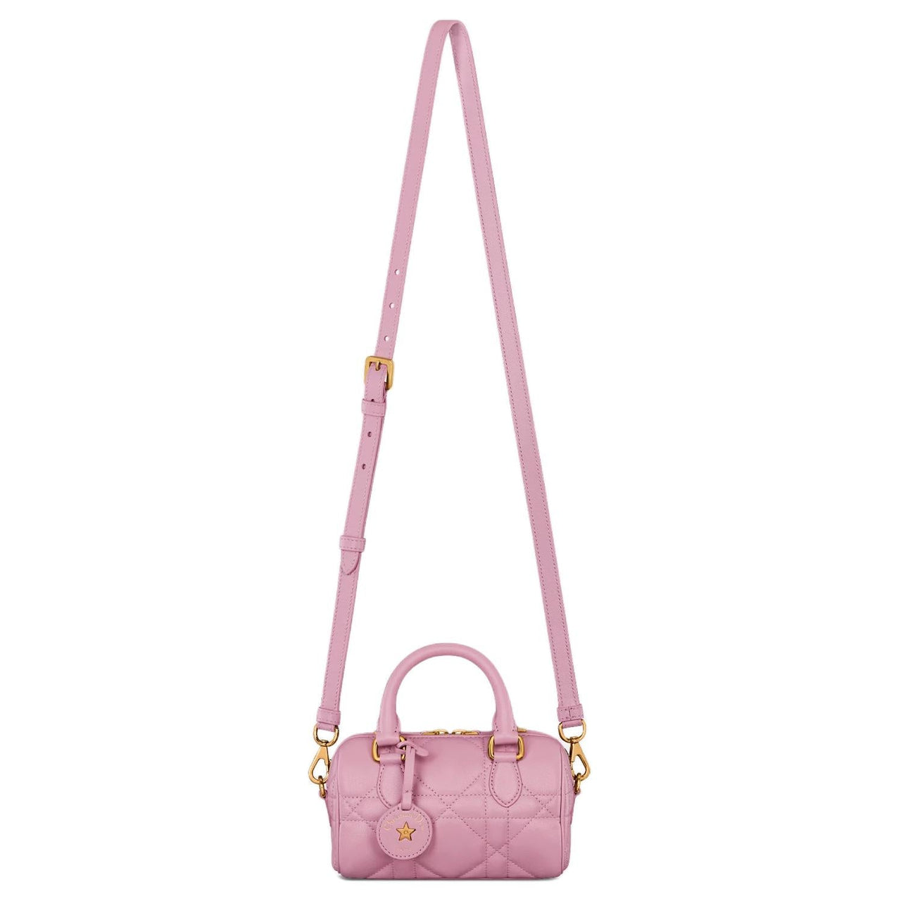DIOR Macrocannage Calfskin Shoulder Bag Crossbody Bag Handbag Mini Women's Pink Hydrangea