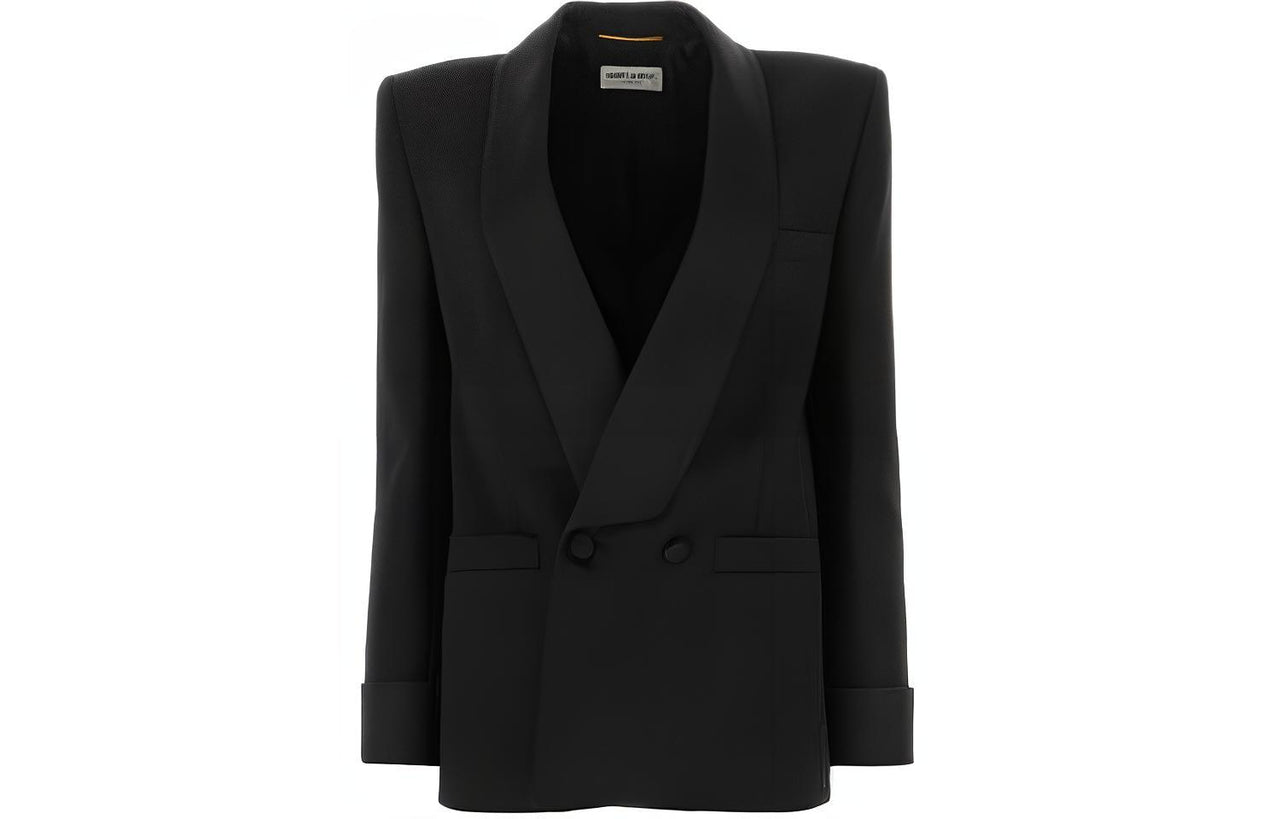 SAINT LAURENT Double-Breasted Long-Sleeved Jacket