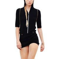 CHANEL Short-Sleeved Dresses Women's Black