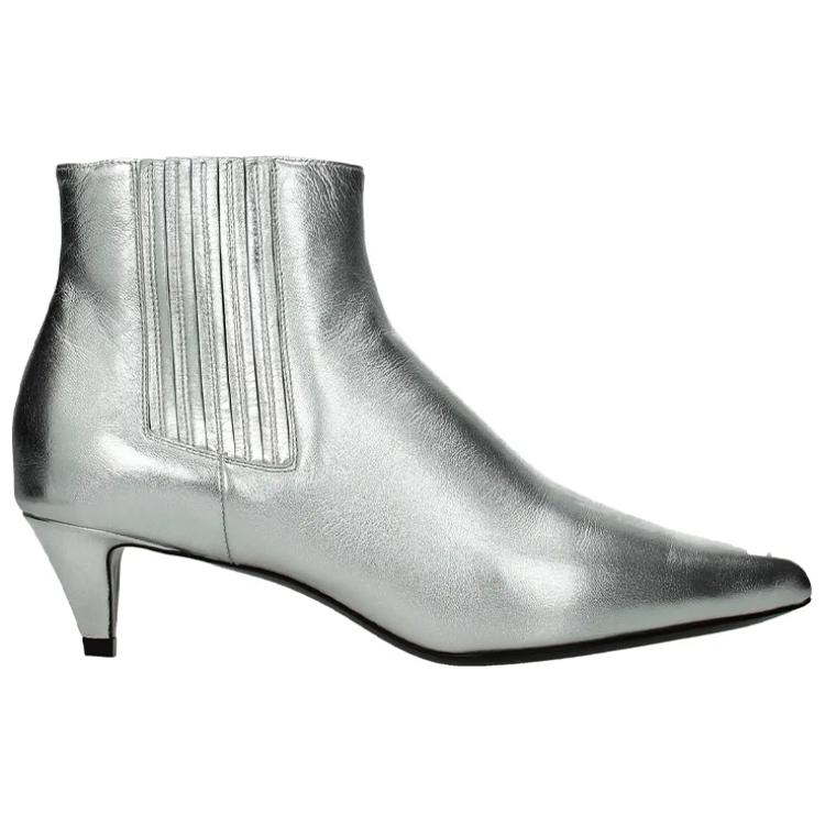 CELINE Ankle Length Chelsea Boots Women's Silver