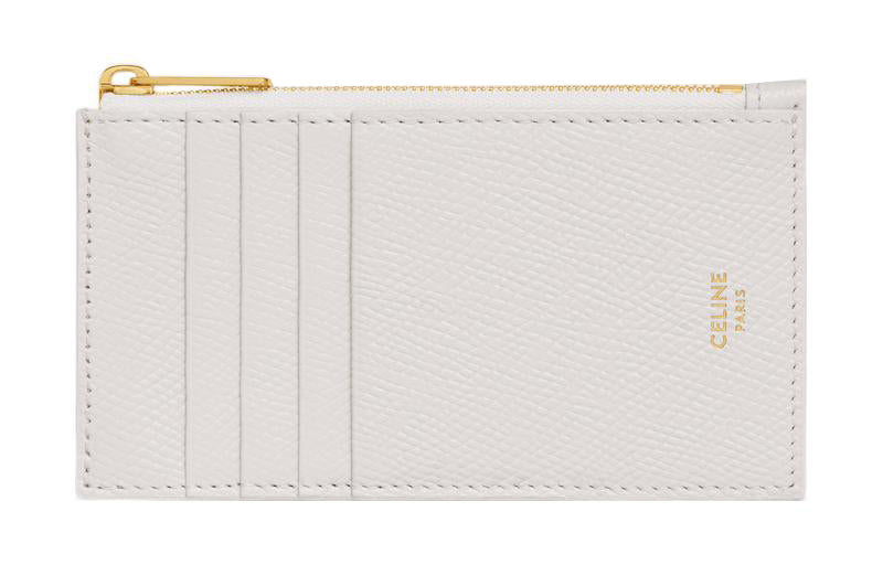 CELINE Grained Calfskin Card Holder Small Size Women's White
