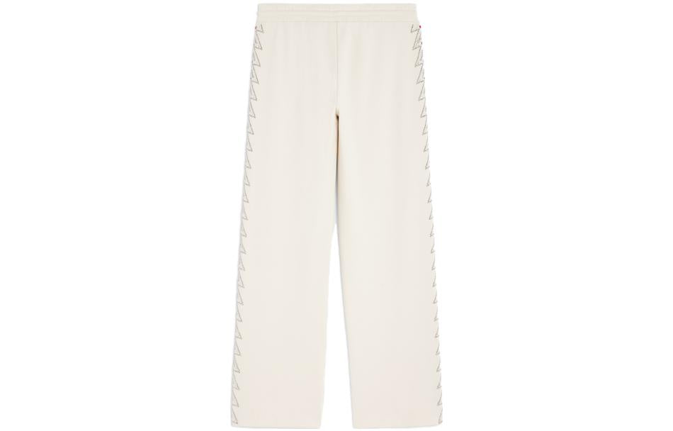 CELINE Straight Leg Embellished Jersey Track Pants Cream