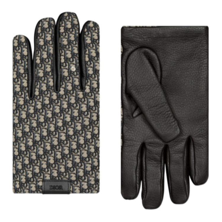 DIOR Grain Leather Gloves Men's Black