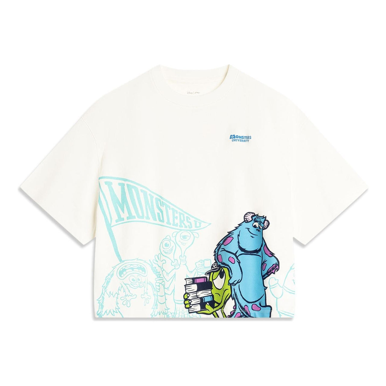 (WMNS) Li-Ning x Disney Monsters University Graphic T-shirt 'Cream White' AHSU490-1