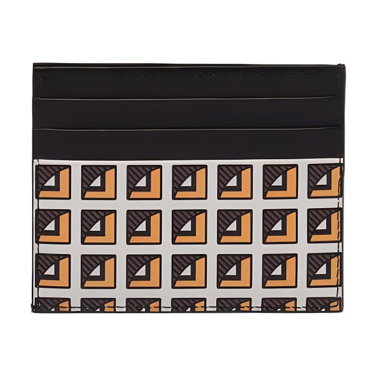 PRADA Leather Card Holder Men's Yellow/White/Black