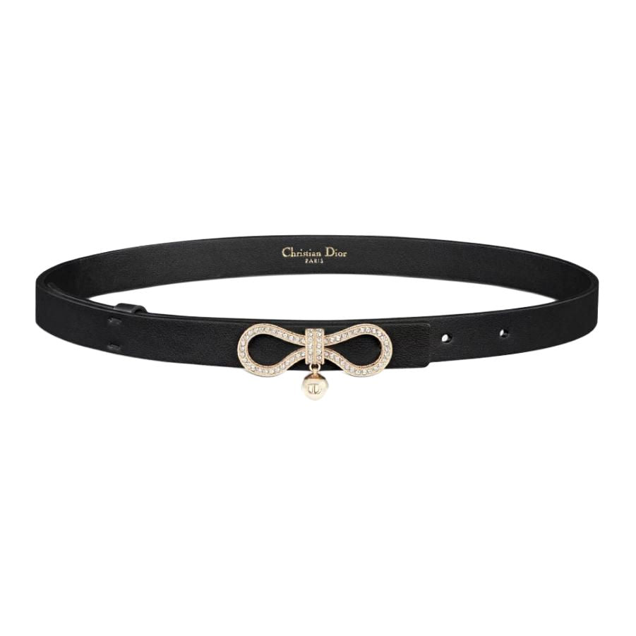 DIOR Resin, Faux Crystal Leather Belts Women's Black 1.8CM