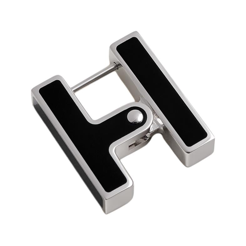 HERMES Metal Earrings Men's Black