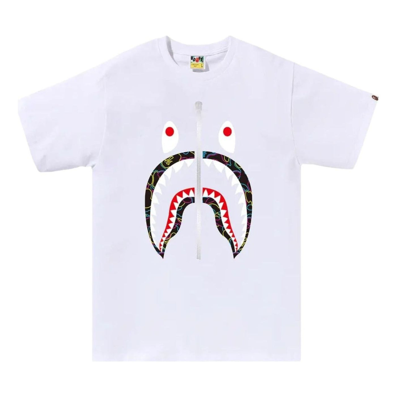 A Bathing Ape Neon Camo Shark T-Shirt 'White' 1L30-110-040-WHT