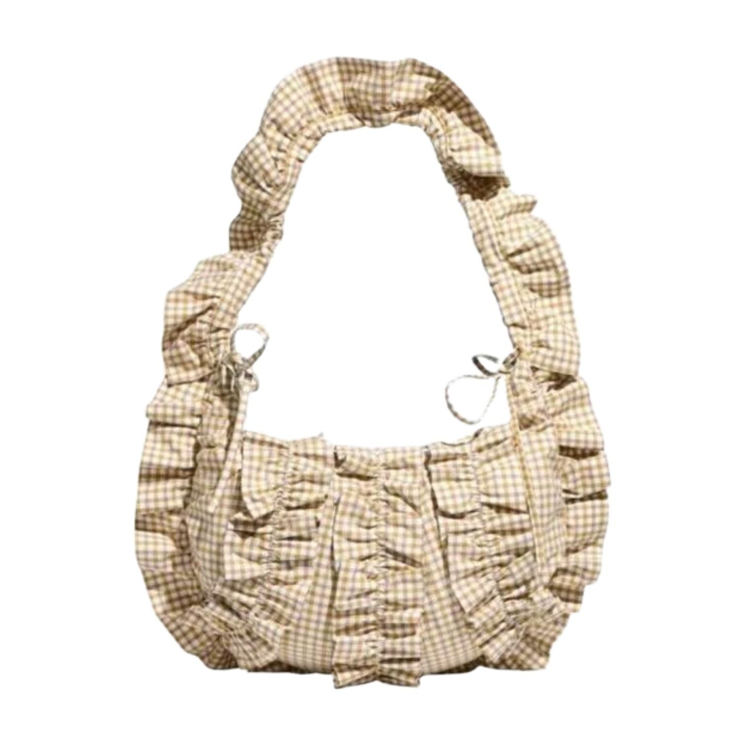 (WMNS) adidas Plaid Ruffle Bag 'Beige' KX6986