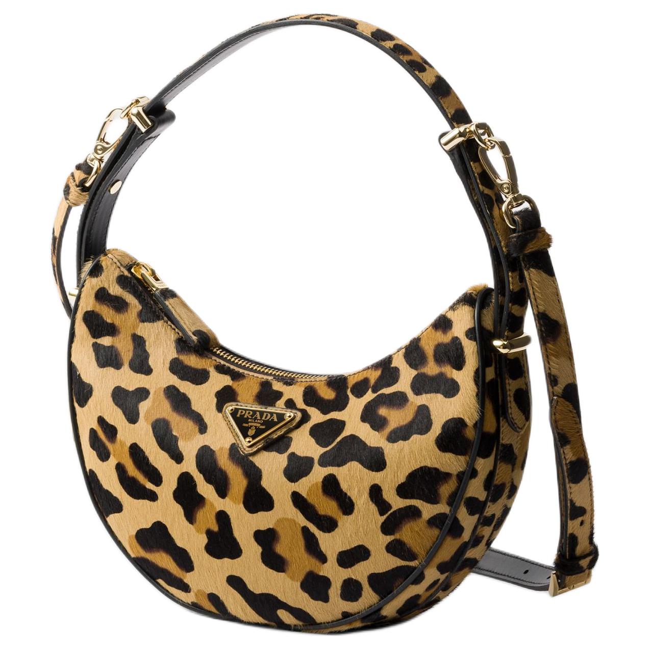 PRADA Arque Printed Leather Shoulder Bag, Handbag, Shoulder Bag Women's Honey