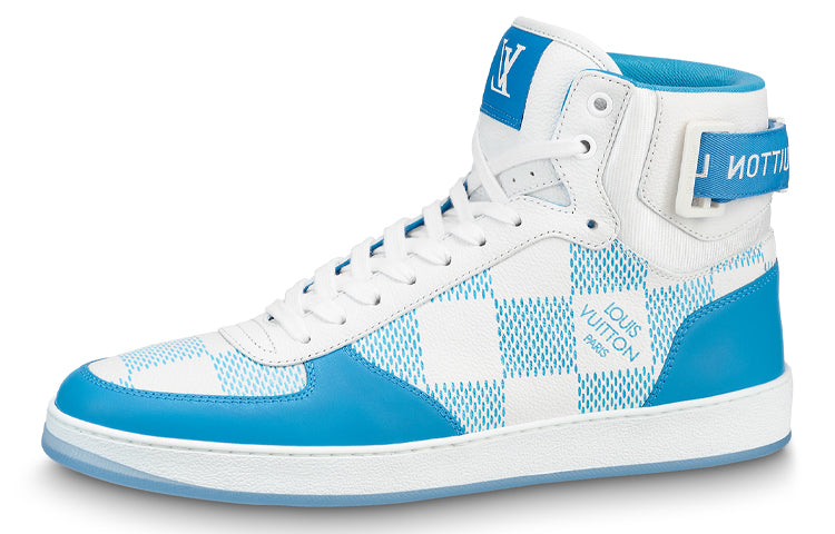 LOUIS VUITTON Rivoli Ankle Sneakers 'White With Blue Plaid'
