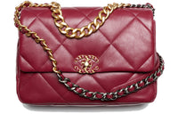 CHANEL 19Bag Lambskin Shoulder Bag Crossbody Bag Large Size Women's Burgundy