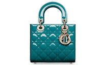 DIOR Lady Dior Patent Leather Calfskin Handbag Shoulder Bag Crossbody Bag Small Size Women's Deep Sea Blue