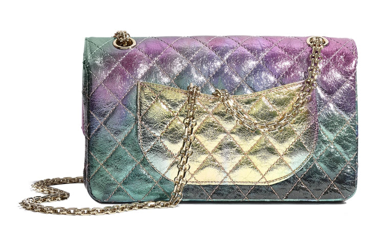 CHANEL 2.55 Sheepskin With Bright Gold Metal Shoulder Bag Women's Multicolor