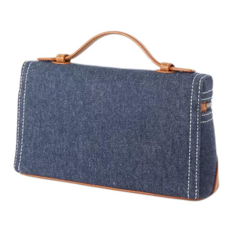 Loro Piana ExtraPocket Denim Shoulder Bag Crossbody Bag Handbag Regular Women's Wave Blue With Wheat Bran