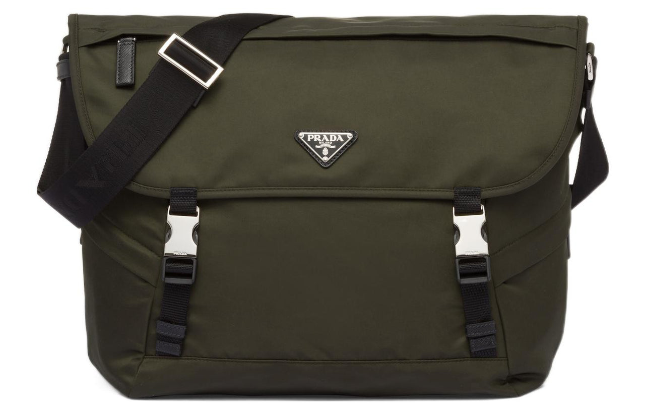 PRADA Recycled Nylon Saffiano Leather Messenger Bag Crossbody Bag Shoulder Bag Men's Moss Green