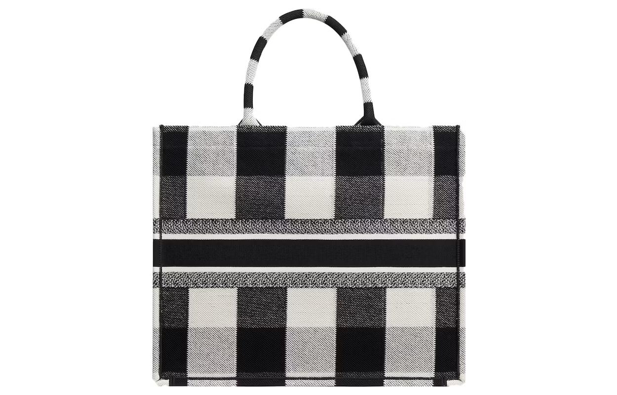 DIOR BookTote Embroidery Canvas Canvas Bag Tote Bag Shopping Bag Handbag Women's Gray White/Black
