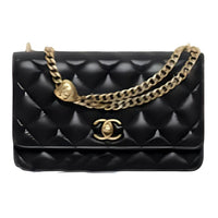 CHANEL Shiny Lambskin Crossbody Bag Shoulder Bag Women's Black